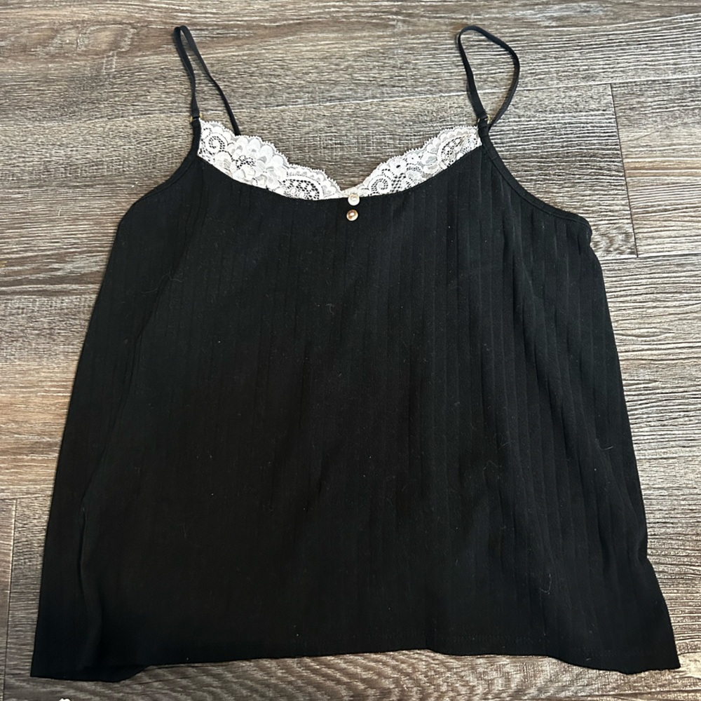 Flora Nikrooz Black Camisole with White Lace